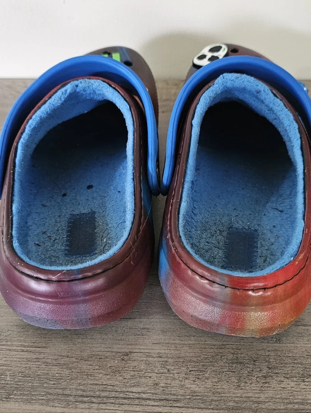 Crocs Classic Lined Clog Red Blue Boy J 2 With Charms